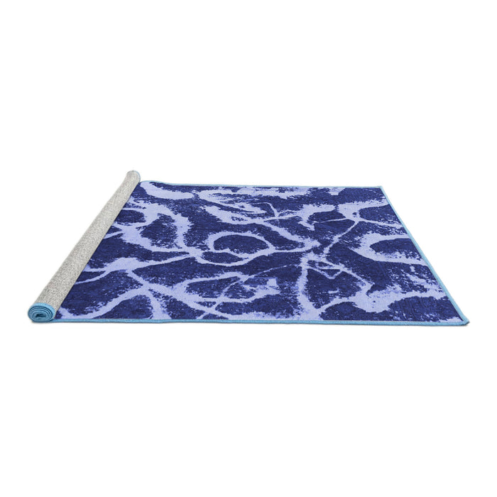 Sideview of Machine Washable Abstract Blue Modern Rug, wshabs1101blu