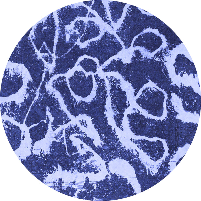 Round Abstract Blue Modern Rug, abs1101blu