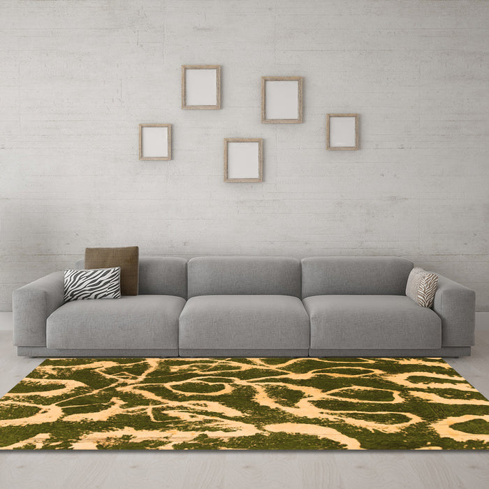 Machine Washable Abstract Orange Modern Area Rugs in a Living Room, wshabs1101org