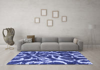 Machine Washable Abstract Blue Modern Rug, wshabs1101blu