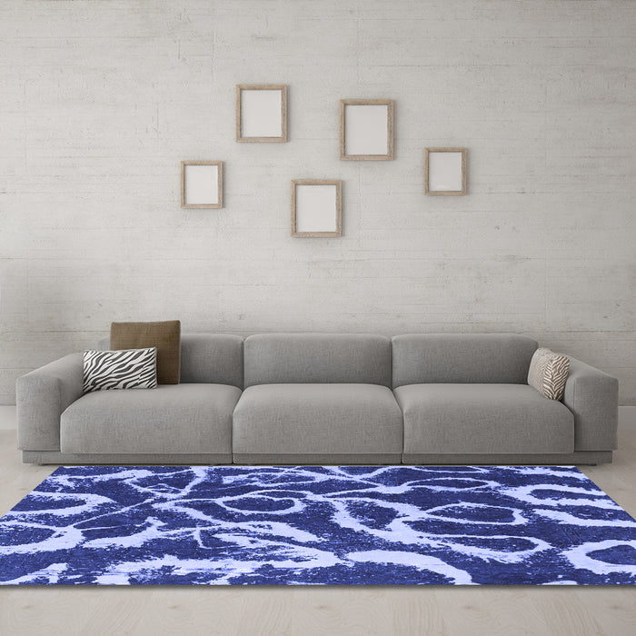 Machine Washable Abstract Blue Modern Rug in a Living Room, wshabs1101blu