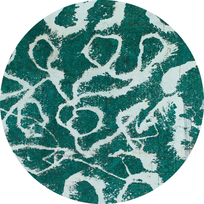 Round Machine Washable Abstract Northern Lights Blue Rug, wshabs1101