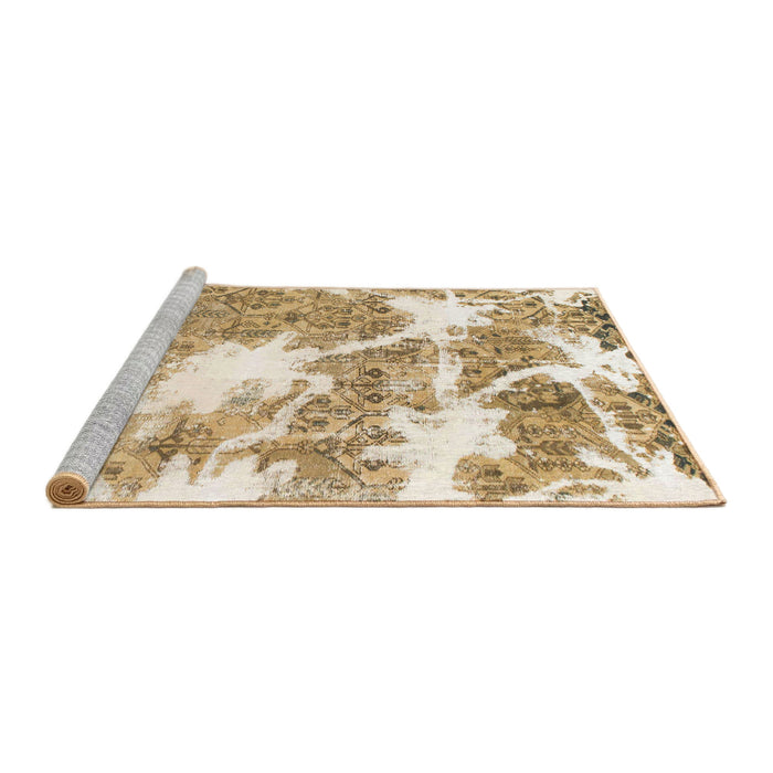 Sideview of Machine Washable Abstract Cinnamon Brown Rug, wshabs1102