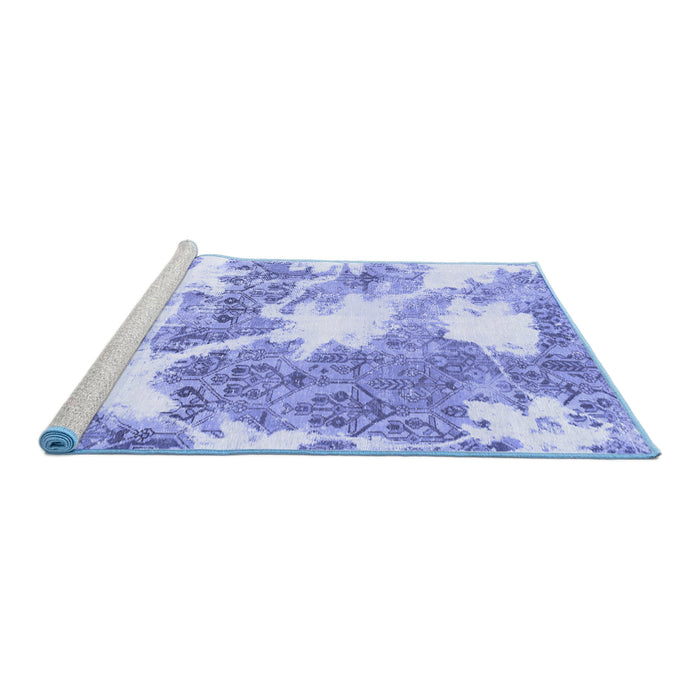 Sideview of Machine Washable Abstract Blue Modern Rug, wshabs1102blu