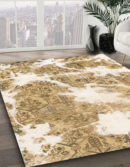 Abstract Cinnamon Brown Modern Rug in Family Room, abs1102