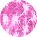 Round Machine Washable Abstract Pink Modern Rug, wshabs1102pnk