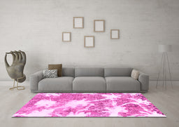 Machine Washable Abstract Pink Modern Rug in a Living Room, wshabs1102pnk
