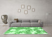 Machine Washable Abstract Emerald Green Modern Area Rugs in a Living Room,, wshabs1102emgrn