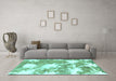 Machine Washable Abstract Turquoise Modern Area Rugs in a Living Room,, wshabs1102turq