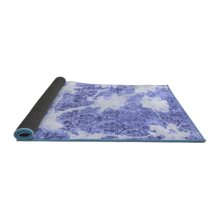 Sideview of Abstract Blue Modern Rug, abs1102blu