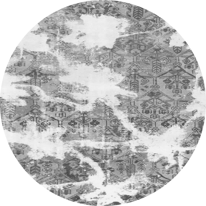 Round Machine Washable Abstract Gray Modern Rug, wshabs1102gry