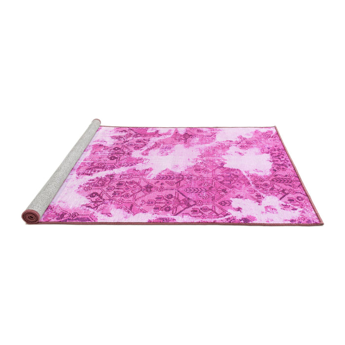Sideview of Machine Washable Abstract Pink Modern Rug, wshabs1102pnk