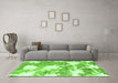 Machine Washable Abstract Green Modern Area Rugs in a Living Room,, wshabs1102grn
