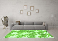 Machine Washable Abstract Green Modern Rug, wshabs1102grn