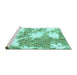 Sideview of Machine Washable Abstract Turquoise Modern Area Rugs, wshabs1102turq
