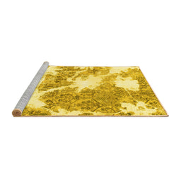Sideview of Machine Washable Abstract Yellow Modern Rug, wshabs1102yw