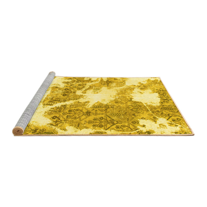 Sideview of Machine Washable Abstract Yellow Modern Rug, wshabs1102yw