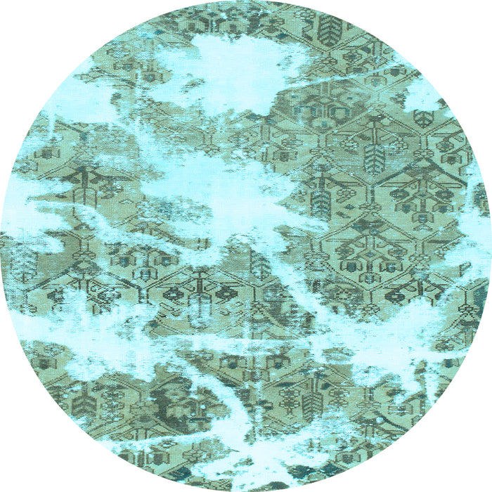 Round Machine Washable Abstract Light Blue Modern Rug, wshabs1102lblu