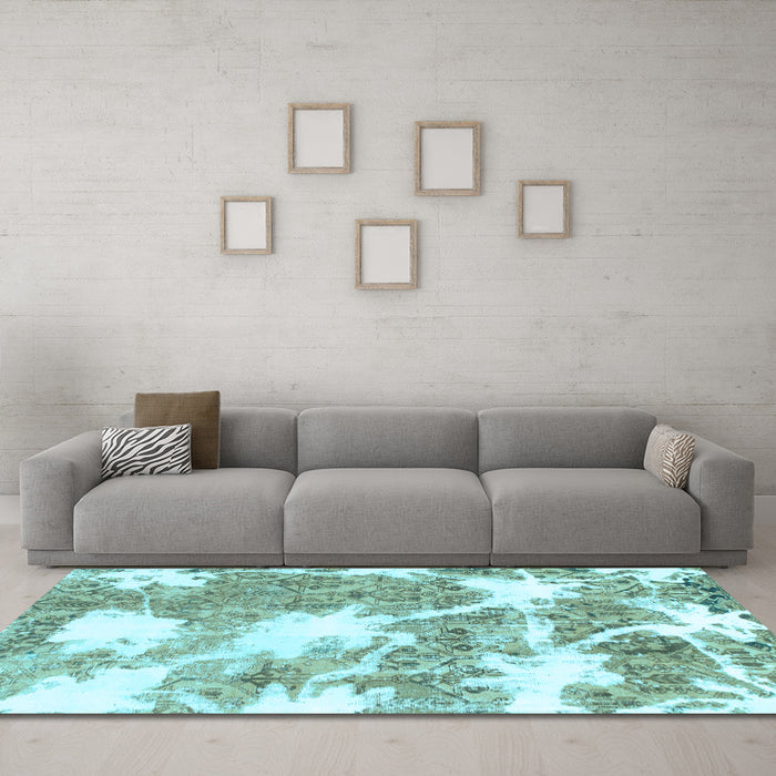 Machine Washable Abstract Light Blue Modern Rug in a Living Room, wshabs1102lblu