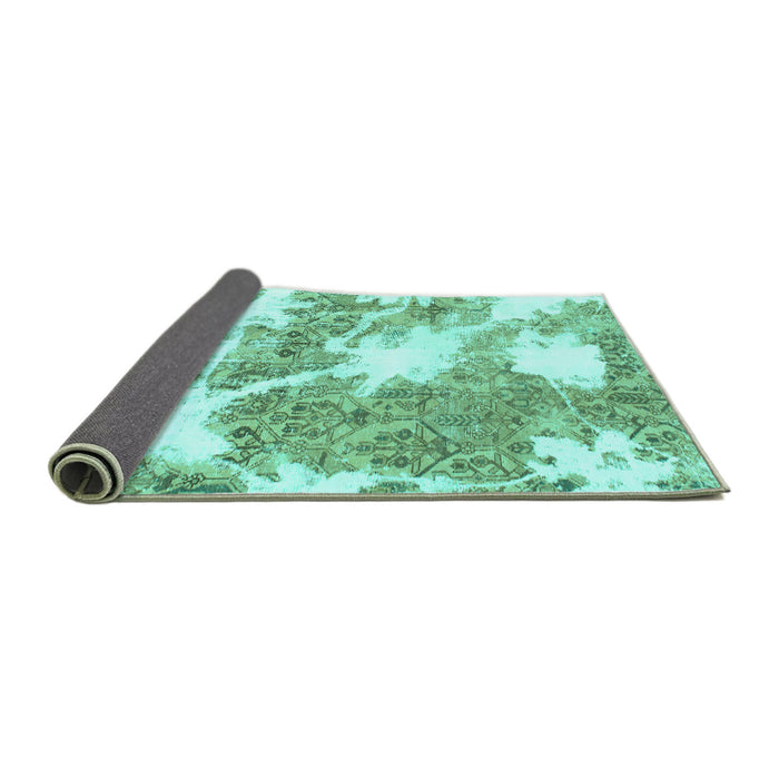 Sideview of Abstract Turquoise Modern Rug, abs1102turq