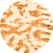 Round Machine Washable Abstract Orange Modern Area Rugs, wshabs1103org