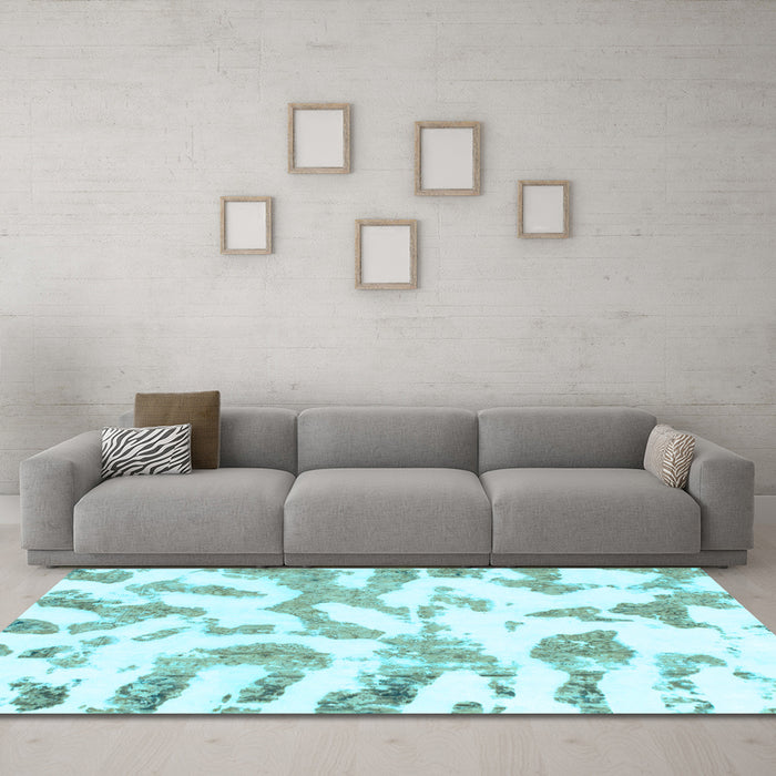 Machine Washable Abstract Light Blue Modern Rug in a Living Room, wshabs1103lblu