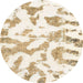 Round Machine Washable Abstract Blanched Almond Beige Rug, wshabs1103