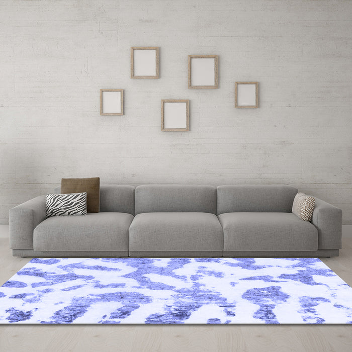 Machine Washable Abstract Blue Modern Rug in a Living Room, wshabs1103blu