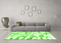 Machine Washable Abstract Green Modern Rug, wshabs1103grn