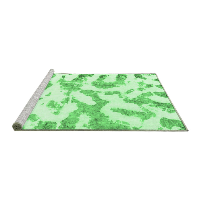 Sideview of Machine Washable Abstract Emerald Green Modern Area Rugs, wshabs1103emgrn