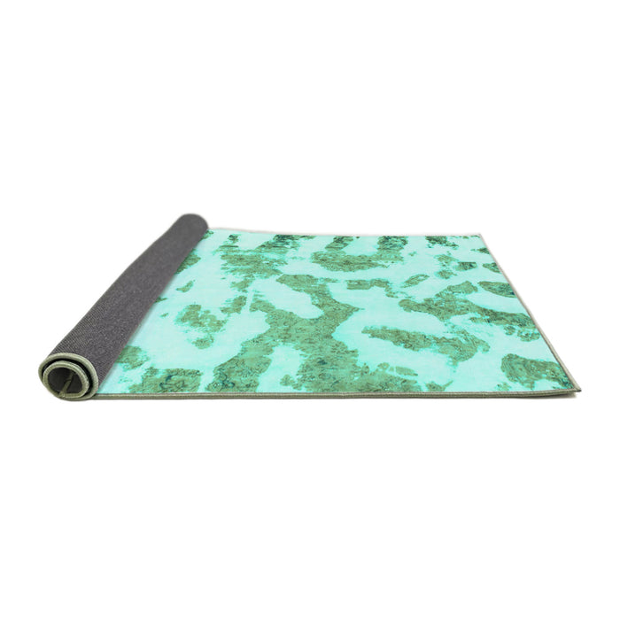 Sideview of Abstract Turquoise Modern Rug, abs1103turq