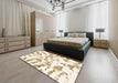 Machine Washable Abstract Blanched Almond Beige Rug in a Bedroom, wshabs1103