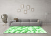 Machine Washable Abstract Emerald Green Modern Area Rugs in a Living Room,, wshabs1103emgrn