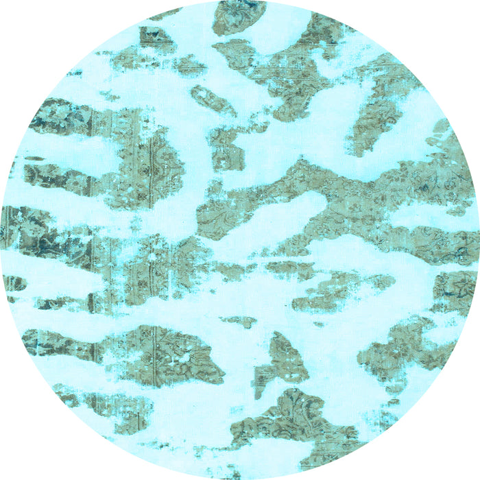 Round Machine Washable Abstract Light Blue Modern Rug, wshabs1103lblu