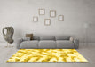 Machine Washable Abstract Yellow Modern Rug in a Living Room, wshabs1103yw