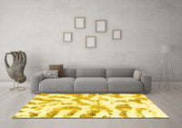 Machine Washable Abstract Yellow Modern Rug, wshabs1103yw