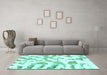 Machine Washable Abstract Turquoise Modern Area Rugs in a Living Room,, wshabs1103turq