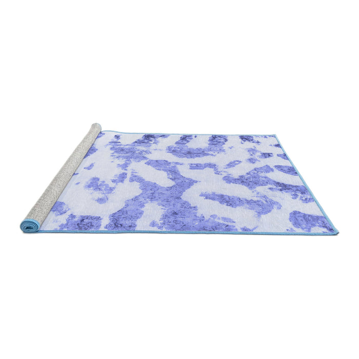 Sideview of Machine Washable Abstract Blue Modern Rug, wshabs1103blu