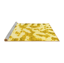 Sideview of Machine Washable Abstract Yellow Modern Rug, wshabs1103yw