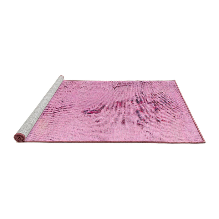 Sideview of Machine Washable Abstract Dark Hot Pink Rug, wshabs1104