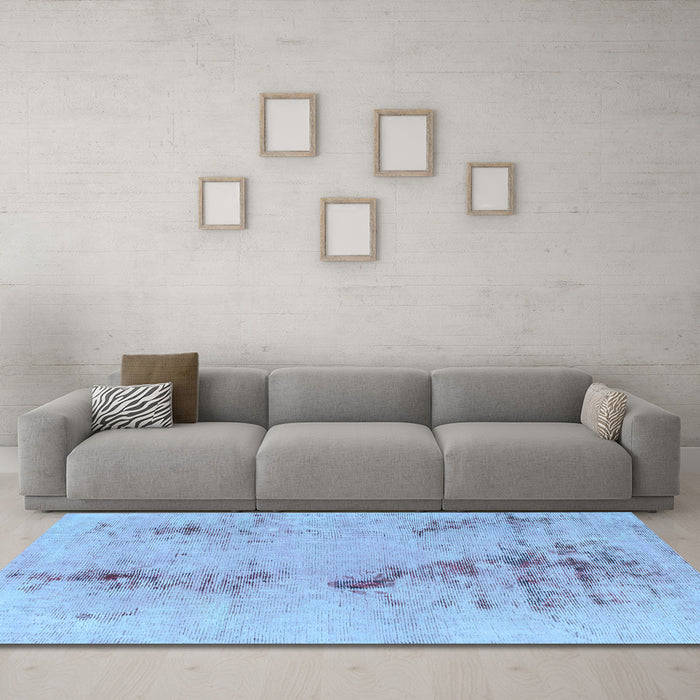 Machine Washable Abstract Light Blue Modern Rug in a Living Room, wshabs1104lblu
