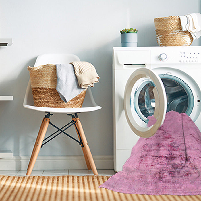 Machine Washable Abstract Dark Hot Pink Rug in a Washing Machine, wshabs1104