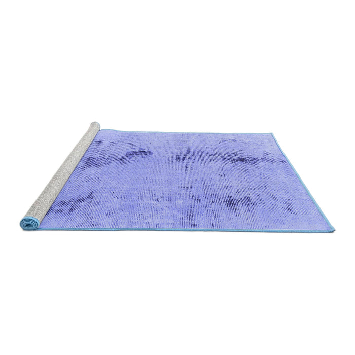 Sideview of Machine Washable Abstract Blue Modern Rug, wshabs1104blu