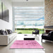 Square Abstract Dark Hot Pink Modern Rug in a Living Room, abs1104