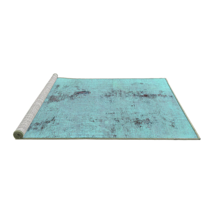 Sideview of Machine Washable Abstract Turquoise Modern Area Rugs, wshabs1104turq
