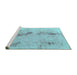 Sideview of Machine Washable Abstract Turquoise Modern Area Rugs, wshabs1104turq