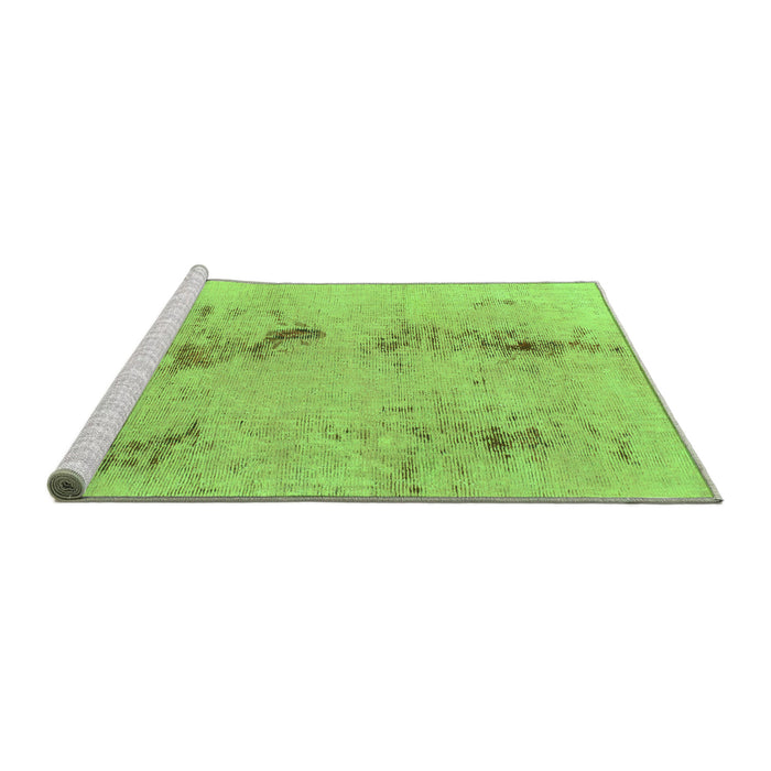 Sideview of Machine Washable Abstract Green Modern Area Rugs, wshabs1104grn
