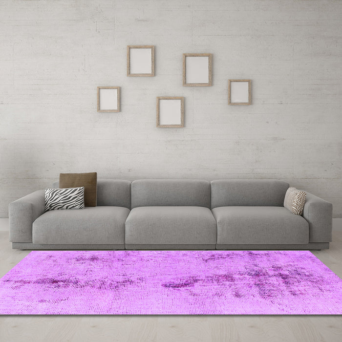 Machine Washable Abstract Purple Modern Area Rugs in a Living Room, wshabs1104pur
