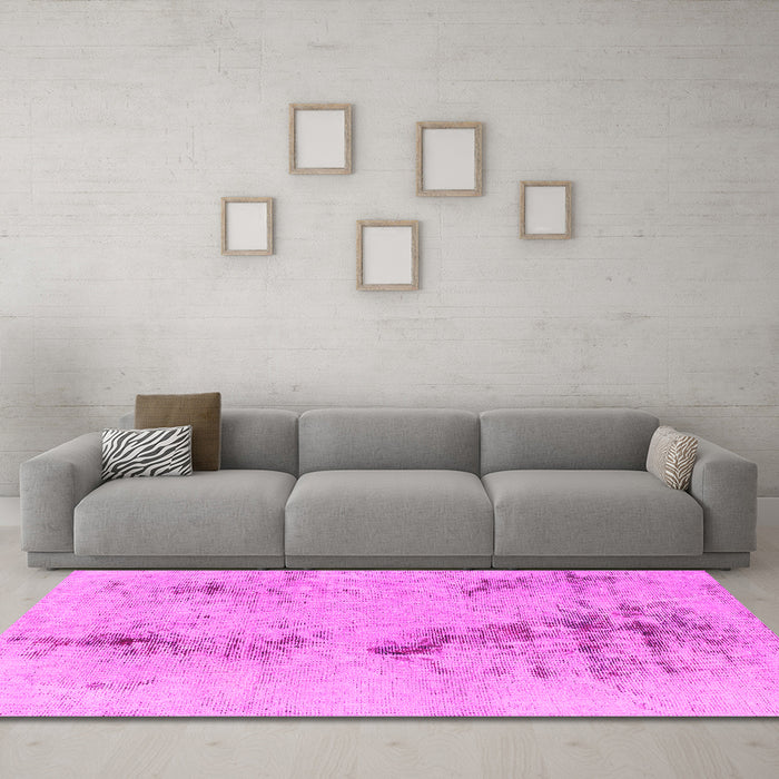 Machine Washable Abstract Pink Modern Rug in a Living Room, wshabs1104pnk