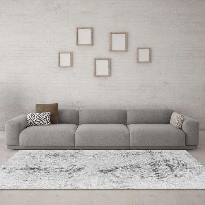 Machine Washable Abstract Gray Modern Rug in a Living Room,, wshabs1104gry